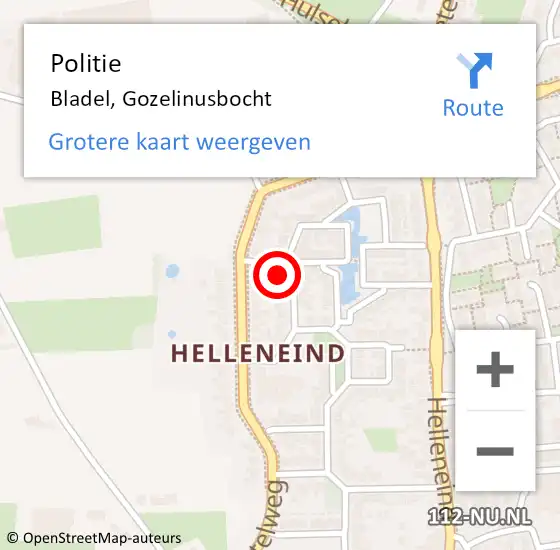 Locatie op kaart van de 112 melding: Politie Bladel, Gozelinusbocht op 16 augustus 2021 00:41