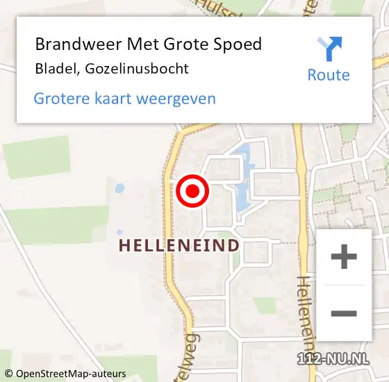 Locatie op kaart van de 112 melding: Brandweer Met Grote Spoed Naar Bladel, Gozelinusbocht op 16 augustus 2021 00:43