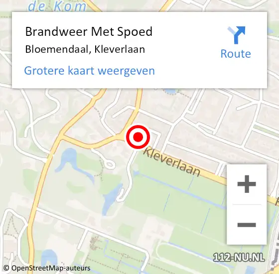 Locatie op kaart van de 112 melding: Brandweer Met Spoed Naar Bloemendaal, Kleverlaan op 16 augustus 2021 00:52