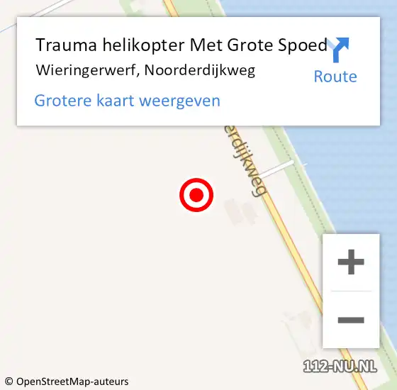 Locatie op kaart van de 112 melding: Trauma helikopter Met Grote Spoed Naar Wieringerwerf, Noorderdijkweg op 16 augustus 2021 01:24