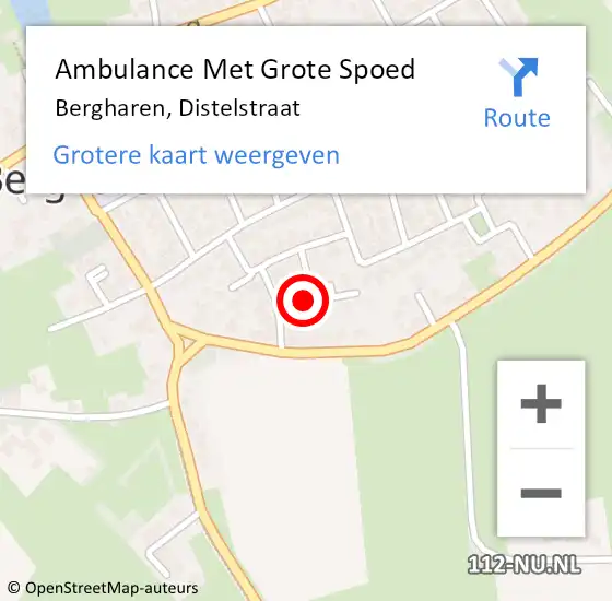 Locatie op kaart van de 112 melding: Ambulance Met Grote Spoed Naar Bergharen, Distelstraat op 16 augustus 2021 01:29