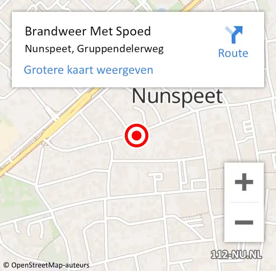 Locatie op kaart van de 112 melding: Brandweer Met Spoed Naar Nunspeet, Gruppendelerweg op 16 augustus 2021 02:07