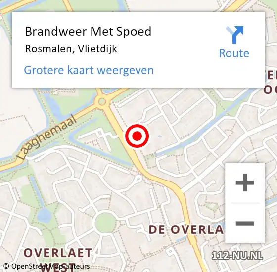 Locatie op kaart van de 112 melding: Brandweer Met Spoed Naar Rosmalen, Vlietdijk op 16 augustus 2021 02:48