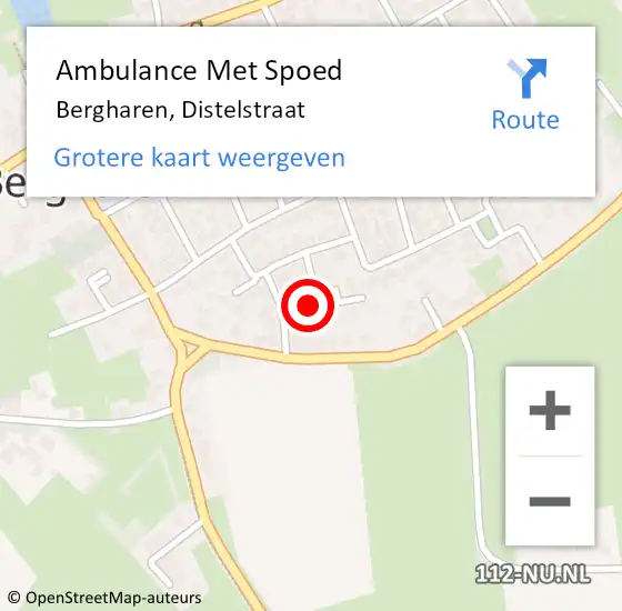 Locatie op kaart van de 112 melding: Ambulance Met Spoed Naar Bergharen, Distelstraat op 16 augustus 2021 03:05