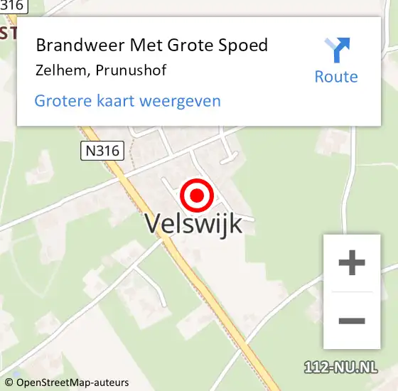 Locatie op kaart van de 112 melding: Brandweer Met Grote Spoed Naar Zelhem, Prunushof op 16 augustus 2021 03:32