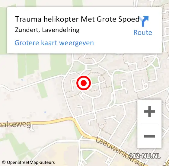 Locatie op kaart van de 112 melding: Trauma helikopter Met Grote Spoed Naar Zundert, Lavendelring op 16 augustus 2021 04:01