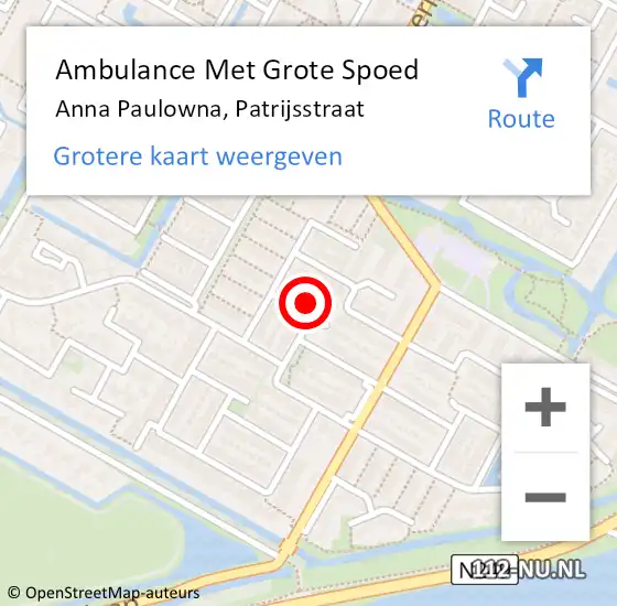 Locatie op kaart van de 112 melding: Ambulance Met Grote Spoed Naar Anna Paulowna, Patrijsstraat op 16 augustus 2021 05:24