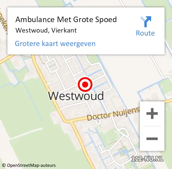 Locatie op kaart van de 112 melding: Ambulance Met Grote Spoed Naar Westwoud, Vierkant op 16 augustus 2021 05:25