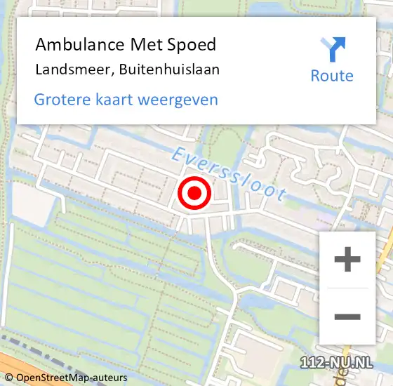 Locatie op kaart van de 112 melding: Ambulance Met Spoed Naar Landsmeer, Buitenhuislaan op 16 augustus 2021 07:48