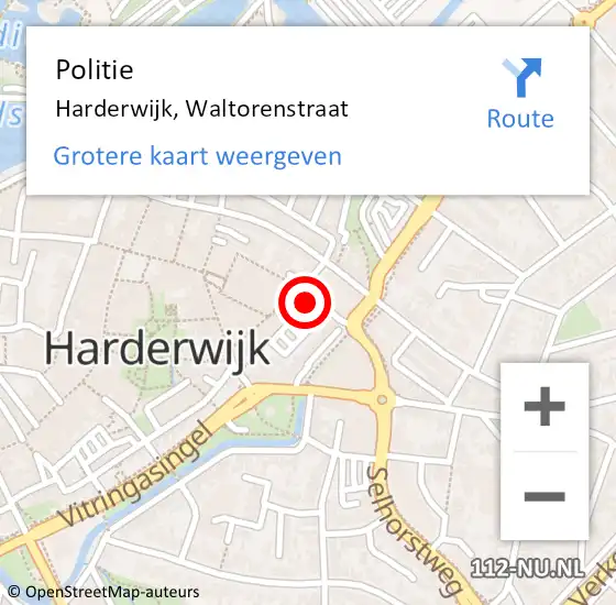 Locatie op kaart van de 112 melding: Politie Harderwijk, Waltorenstraat op 16 augustus 2021 07:59