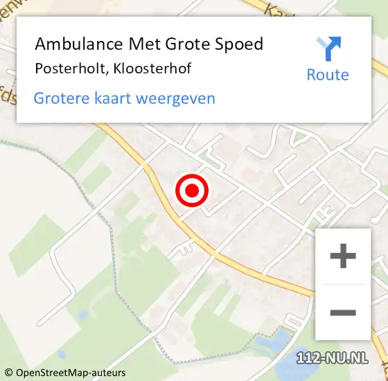 Locatie op kaart van de 112 melding: Ambulance Met Grote Spoed Naar Posterholt, Kloosterhof op 16 augustus 2021 08:07