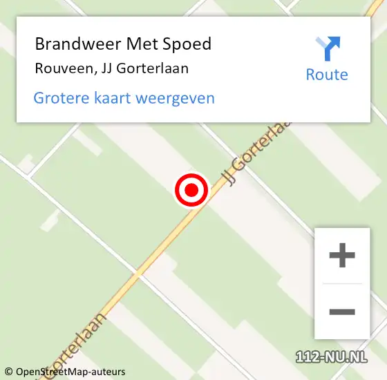 Locatie op kaart van de 112 melding: Brandweer Met Spoed Naar Rouveen, JJ Gorterlaan op 16 augustus 2021 08:09