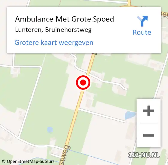 Locatie op kaart van de 112 melding: Ambulance Met Grote Spoed Naar Lunteren, Bruinehorstweg op 16 augustus 2021 08:36