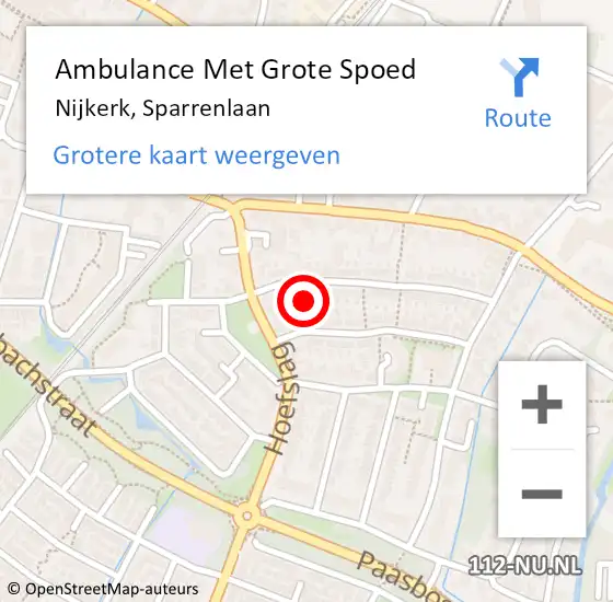 Locatie op kaart van de 112 melding: Ambulance Met Grote Spoed Naar Nijkerk, Sparrenlaan op 16 augustus 2021 08:42