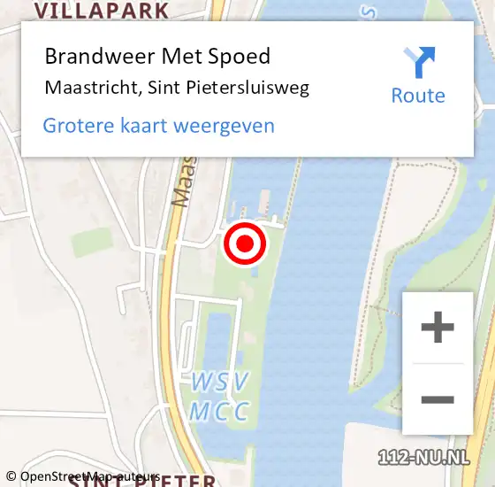 Locatie op kaart van de 112 melding: Brandweer Met Spoed Naar Maastricht, Sint Pietersluisweg op 16 augustus 2021 09:00