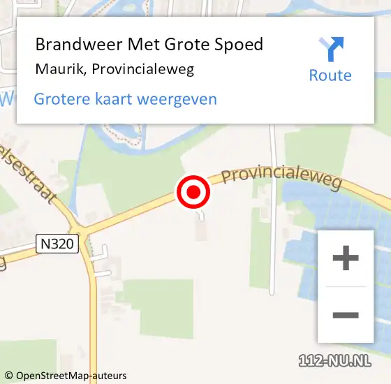 Locatie op kaart van de 112 melding: Brandweer Met Grote Spoed Naar Maurik, Provincialeweg op 5 oktober 2013 16:16