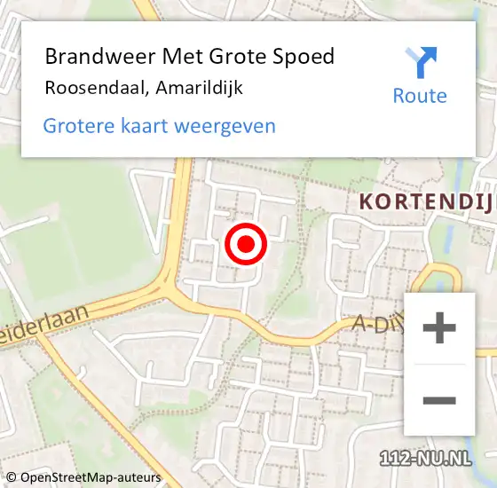 Locatie op kaart van de 112 melding: Brandweer Met Grote Spoed Naar Roosendaal, Amarildijk op 16 augustus 2021 09:17