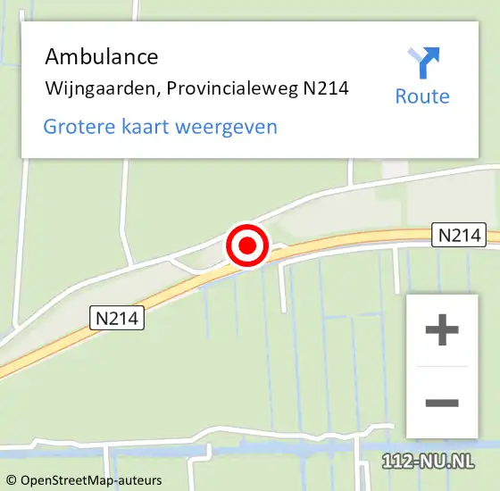 Locatie op kaart van de 112 melding: Ambulance Wijngaarden, Provincialeweg N214 op 16 augustus 2021 09:36