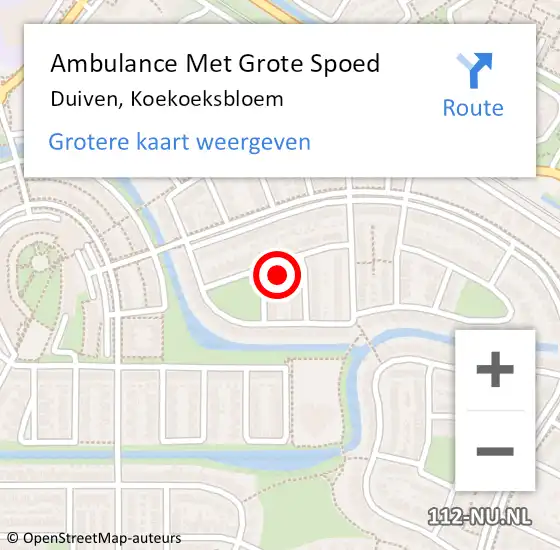 Locatie op kaart van de 112 melding: Ambulance Met Grote Spoed Naar Duiven, Koekoeksbloem op 16 augustus 2021 09:41