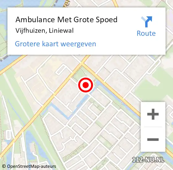 Locatie op kaart van de 112 melding: Ambulance Met Grote Spoed Naar Vijfhuizen, Liniewal op 16 augustus 2021 09:42