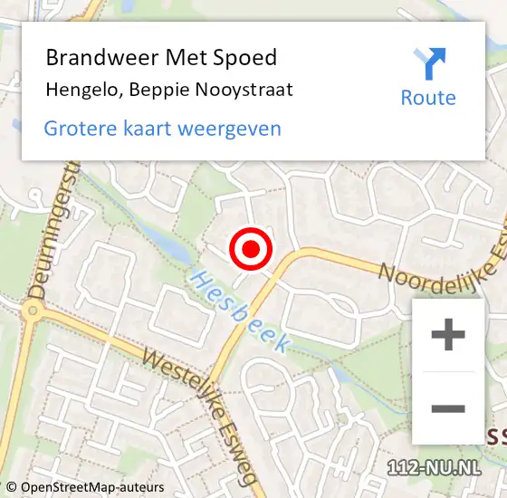 Locatie op kaart van de 112 melding: Brandweer Met Spoed Naar Hengelo, Beppie Nooystraat op 16 augustus 2021 09:47