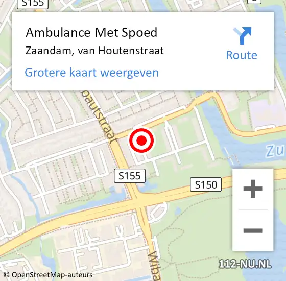 Locatie op kaart van de 112 melding: Ambulance Met Spoed Naar Zaandam, van Houtenstraat op 16 augustus 2021 10:07