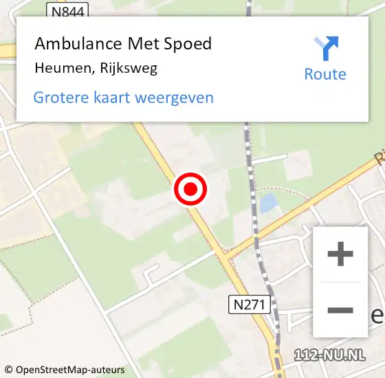 Locatie op kaart van de 112 melding: Ambulance Met Spoed Naar Heumen, Rijksweg op 16 augustus 2021 10:25