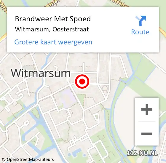 Locatie op kaart van de 112 melding: Brandweer Met Spoed Naar Witmarsum, Oosterstraat op 16 augustus 2021 10:41