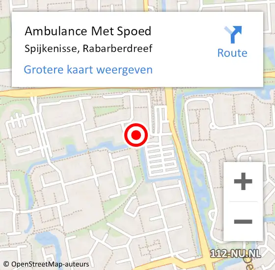 Locatie op kaart van de 112 melding: Ambulance Met Spoed Naar Spijkenisse, Rabarberdreef op 16 augustus 2021 10:55