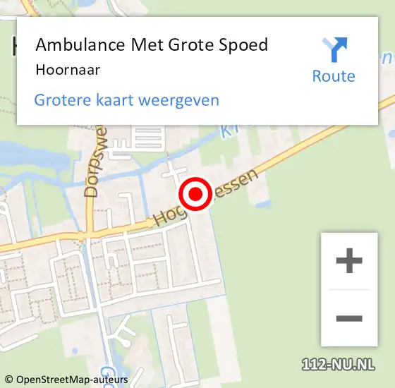 Locatie op kaart van de 112 melding: Ambulance Met Grote Spoed Naar Hoornaar op 16 augustus 2021 11:16