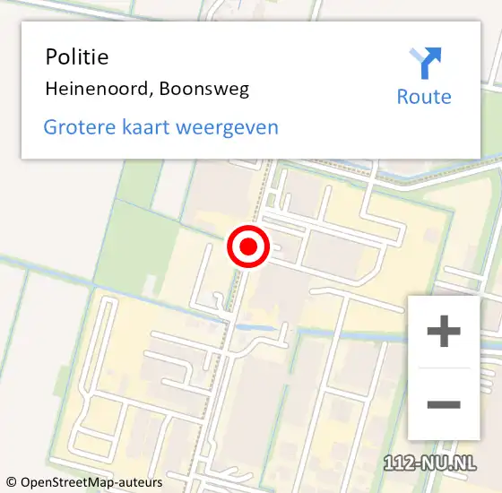 Locatie op kaart van de 112 melding: Politie Heinenoord, Boonsweg op 16 augustus 2021 12:04