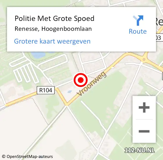 Locatie op kaart van de 112 melding: Politie Met Grote Spoed Naar Renesse, Hoogenboomlaan op 16 augustus 2021 12:08