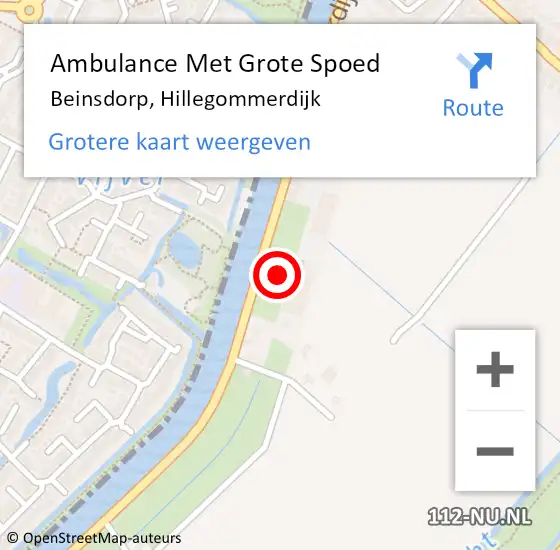 Locatie op kaart van de 112 melding: Ambulance Met Grote Spoed Naar Beinsdorp, Hillegommerdijk op 16 augustus 2021 12:09