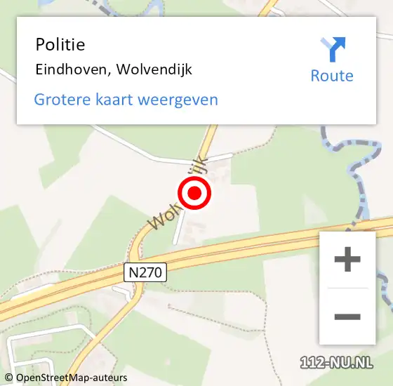 Locatie op kaart van de 112 melding: Politie Eindhoven, Wolvendijk op 16 augustus 2021 12:19