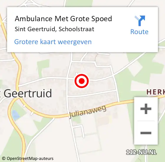 Locatie op kaart van de 112 melding: Ambulance Met Grote Spoed Naar Sint Geertruid, Schoolstraat op 5 oktober 2013 16:17