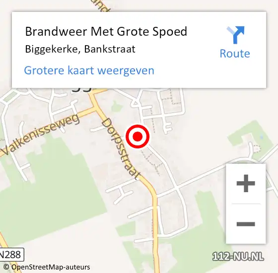 Locatie op kaart van de 112 melding: Brandweer Met Grote Spoed Naar Biggekerke, Bankstraat op 16 augustus 2021 12:28