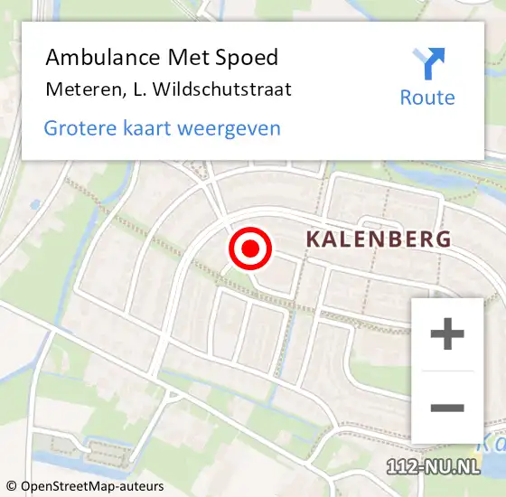 Locatie op kaart van de 112 melding: Ambulance Met Spoed Naar Meteren, L. Wildschutstraat op 16 augustus 2021 12:49