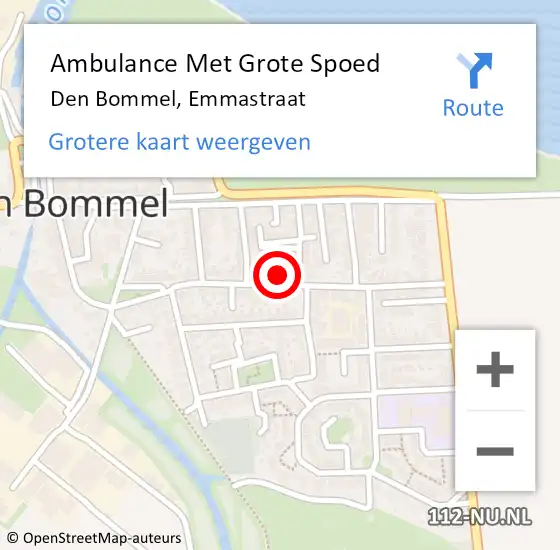 Locatie op kaart van de 112 melding: Ambulance Met Grote Spoed Naar Den Bommel, Emmastraat op 16 augustus 2021 13:10