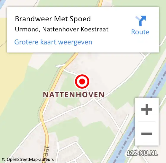 Locatie op kaart van de 112 melding: Brandweer Met Spoed Naar Urmond, Nattenhover Koestraat op 16 augustus 2021 13:14