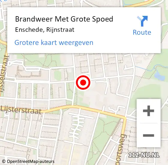 Locatie op kaart van de 112 melding: Brandweer Met Grote Spoed Naar Enschede, Rijnstraat op 16 augustus 2021 13:53