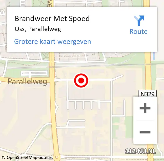 Locatie op kaart van de 112 melding: Brandweer Met Spoed Naar Oss, Parallelweg op 16 augustus 2021 14:31