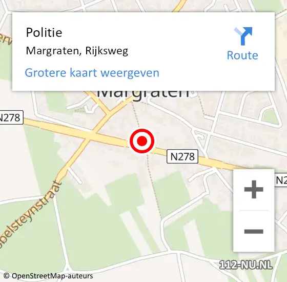 Locatie op kaart van de 112 melding: Politie Margraten, Rijksweg op 16 augustus 2021 14:48