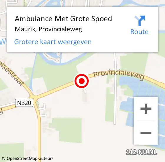 Locatie op kaart van de 112 melding: Ambulance Met Grote Spoed Naar Maurik, Provincialeweg op 5 oktober 2013 16:18