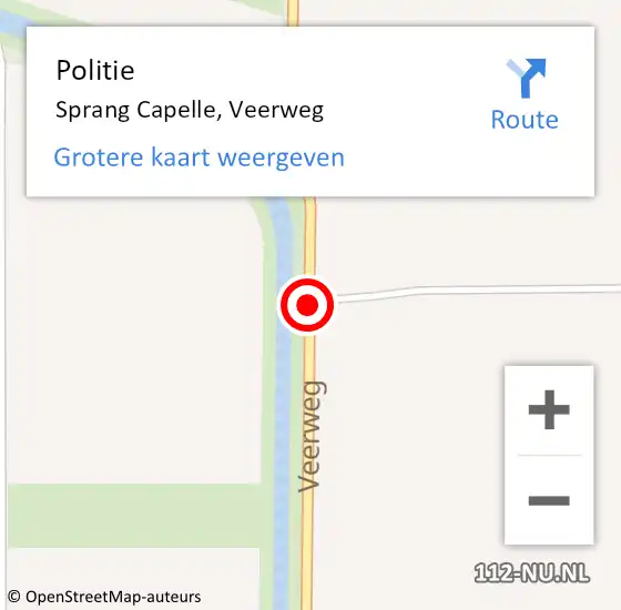 Locatie op kaart van de 112 melding: Politie Sprang Capelle, Veerweg op 19 juni 2014 22:07