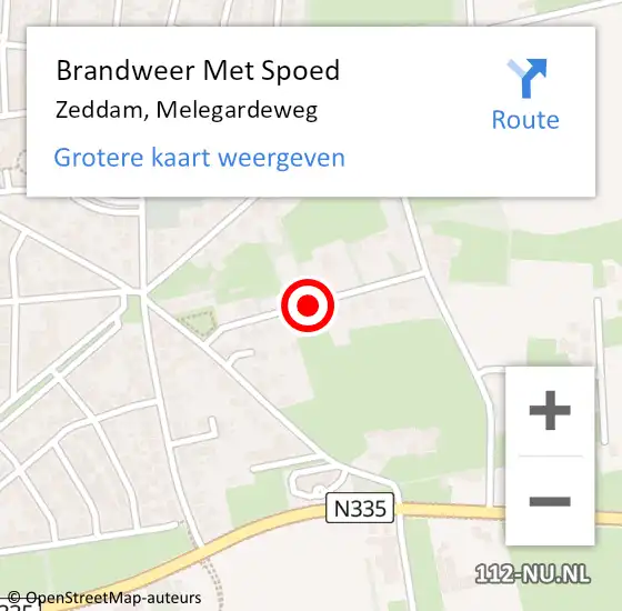 Locatie op kaart van de 112 melding: Brandweer Met Spoed Naar Zeddam, Melegardeweg op 16 augustus 2021 16:54