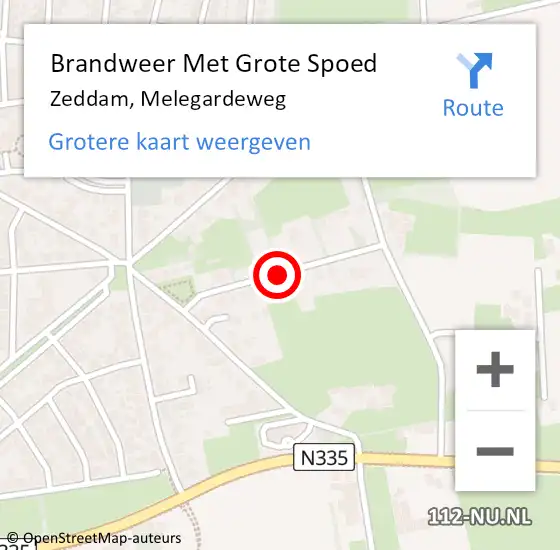 Locatie op kaart van de 112 melding: Brandweer Met Grote Spoed Naar Zeddam, Melegardeweg op 16 augustus 2021 16:54