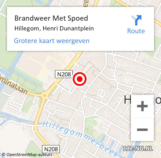 Locatie op kaart van de 112 melding: Brandweer Met Spoed Naar Hillegom, Henri Dunantplein op 16 augustus 2021 16:55