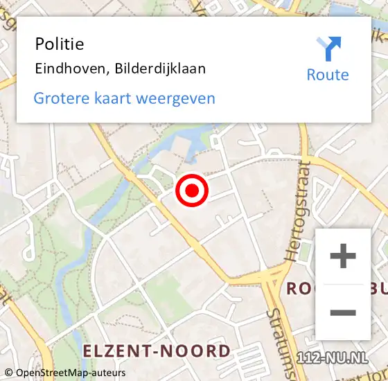 Locatie op kaart van de 112 melding: Politie Eindhoven, Bilderdijklaan op 16 augustus 2021 17:04