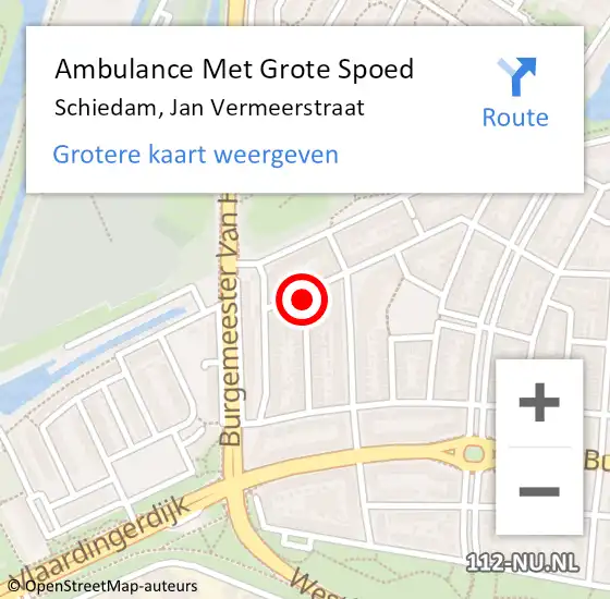 Locatie op kaart van de 112 melding: Ambulance Met Grote Spoed Naar Schiedam, Jan Vermeerstraat op 16 augustus 2021 17:07