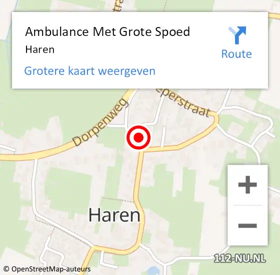 Locatie op kaart van de 112 melding: Ambulance Met Grote Spoed Naar Haren op 16 augustus 2021 18:12